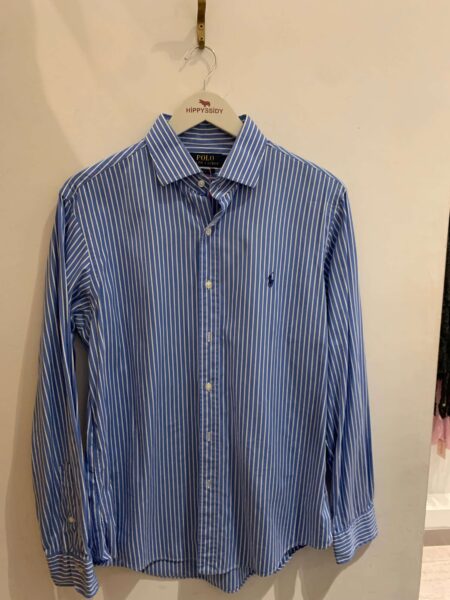 Camisa de rayas azules y blancas de Polo Ralph Lauren talla 16