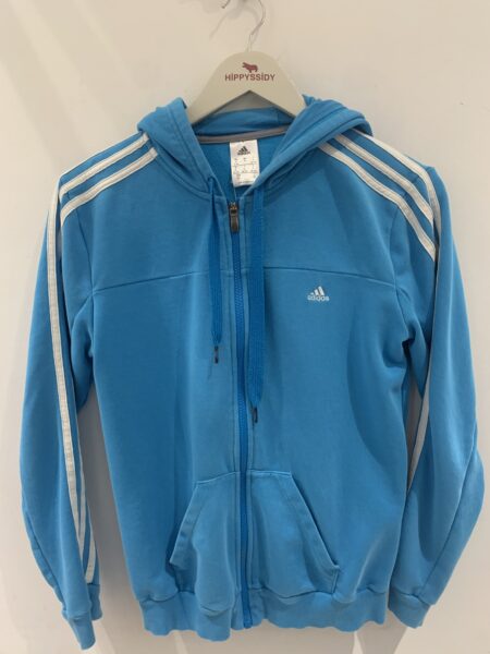 Sudadera con capucha y cremallera azul de Adidas talla S