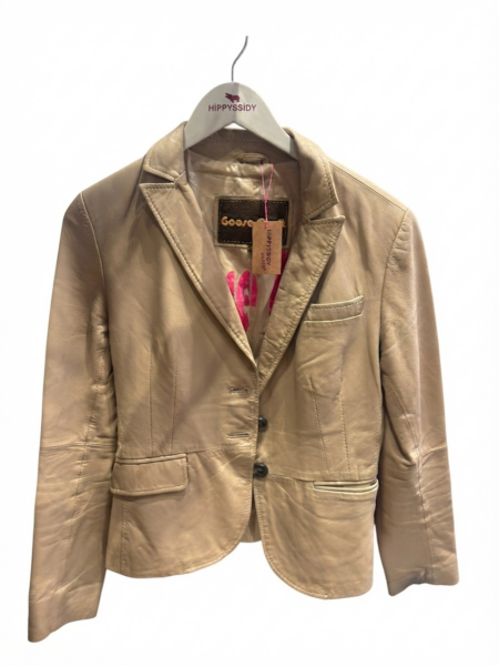 Chaqueta de cuero beige